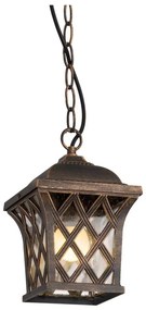 Redo 9952 - Lampadario da esterno a sospensione con catena BREMEN 1xE27/42W/230V IP23 oro/patina