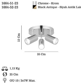 Lucea Farotto da soffitto Oktano, colore cromo, Ø 35 cm, a 3 luci, metallo