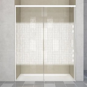 Porta doccia scorrevole Jazz, L 138-139.5 cm x H 200 cm x SP 6 mm, profilo bianco, vetro smerigliato