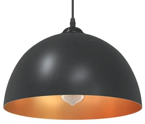Lampada A Sospensione 2 Pz Regolabile E27 Nero Ø 30 Cm Metallo /