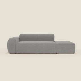 BonBon Divano modulare componibile – Composizione con pouf terminale in tessuto smacchiabile T23 grigio
