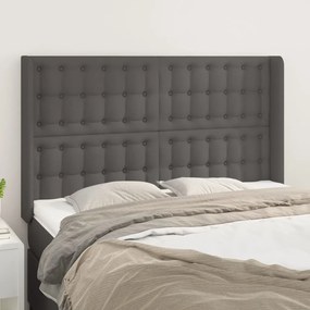 Testiera Ad Orecchio Grigio 147x16x118/128cm İn Similpelle /