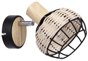 Faretto da parete TAJGA 1xE14/40W/230V rattan/nero