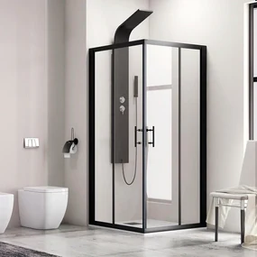 Kamalu - Box doccia 100x90cm finitura nera opaca modello KF1000B
