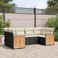 Set Divano da Giardino 6 pz con Cuscini Nero in Polyrattan 3227939