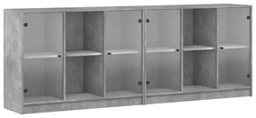 Libreria con ante grigio cemento 204x37x75 cm legno multistrato