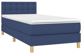 Letto a molle con materasso e led blu 90x190 cm in tessuto