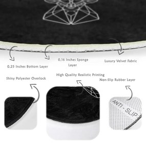 Tappeto rotondo nero lavabile adatto a robot aspirapolvere ø 120 cm Comfort - Mila Home