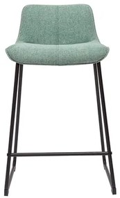Sgabelli da bar in tessuto effetto velluto testurizzato acquamarina e metallo nero H65 cm (set di 2) BOOST