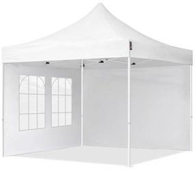 TOOLPORT 3x3m gazebo pieghevole con laterali (finestre), ECONOMY acciaio, bianco - (59041)