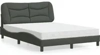 Letto con Materasso Grigio Scuro 140x200cm Tessuto 3208535