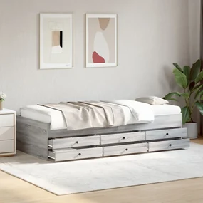 Divano letto con cassetti grigio sonoma 75x190 cm multistrato