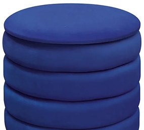 Pouf contenitore ARENDAL in tessuto effetto velluto blu