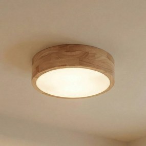 Plafoniera soffitto Tanju Lindby, dimmerabile, Legno chiaro, Soggiorno / Sala da pranzo, Legno, Campagna / Rustiche, Plafoniera