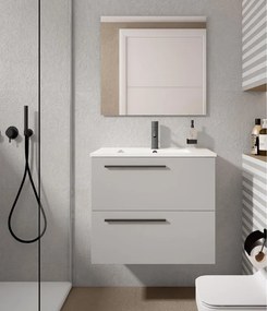 Mobile da bagno sospeso sotto lavabo L 60 x H 55 x P 45 cm grigio perla laccato opaco, 2 cassetti VISOBATH Mia
