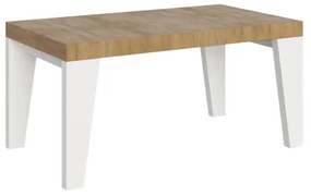 Tavolo allungabile 90x160/264 cm Naxy Mix piano Quercia Natura - gambe Bianco Frassino