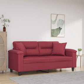 Divano A 2 Posti Con Cuscini Rosso Vino 140 Cm İn Similpelle /