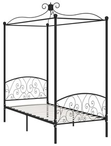 Letto a baldacchino nero in metallo 100x200 cm