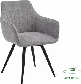 Sedia Ballo Brego con rotazione automatica 180° – tessuto grigio e struttura in metallo nero opaco