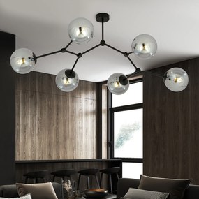 Plafoniera Minimal Iperione Acciaio Nero Grigio 6 Luci E14 Ip20