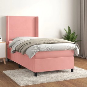 Giroletto A Molle Con Materasso Rosa 90x190 Cm İn Velluto /