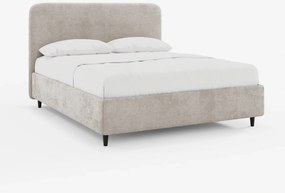 KAELOS letto minimal imbottito - vano contenitore, piedi alti e testiera arrotondata in tessuto ciniglia