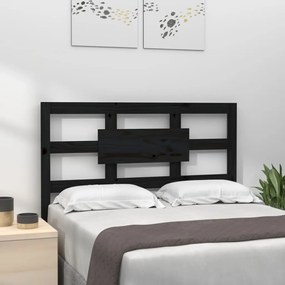 Testiera Per Letto Nera 95,5x4x100 Cm İn Legno Massello Di Pino /
