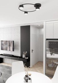 Plafoniera Moderna Zeus Acciaio Nero 3 Luci Gx53 Ip20