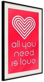 Poster  Love Everywhere  Cornice Quadri Cornice nera con pass-partout, Larghezza x Altezza Home decor 20x30