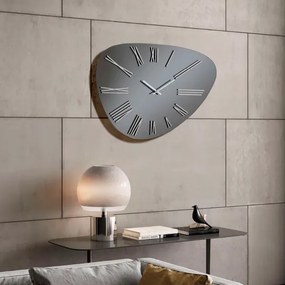 Orologio da parete DREW in cristallo Fumč e numeri Argento 58x78 cm