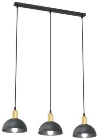 Lampadario 3 Luci Idunn In Acciaio Nero E Oro Diffusori A Cupola