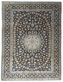 Kashan Tappeto 400x300 Blu (Iran) Annodato A Mano