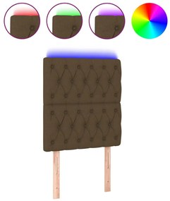 Testiera a led marrone scuro 80x7x118/128 cm in tessuto