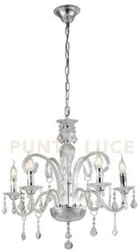 Lampadario cristallo trasparente 5 luci attacco e14 66x135cm