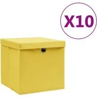 Contenitori con Coperchio 10 pz 28x28x28 cm Giallo cod mxl 49474