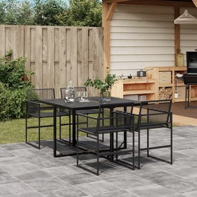 Set da pranzo da giardino 5 pz nero in polyrattan