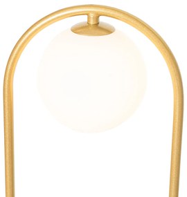 Lampada da terra Art Déco oro con vetro bianco - Isabella