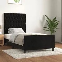 Giroletto con Testiera Nero 90x190 cm in Vellutocod mxl 121886