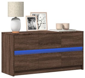 Mobile Porta Tv Con Led Rovere Marrone 100x34x50 Cm Truciolato /