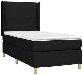 Letto a Molle con Materasso e LED Nero 90x190 cm in Tessuto