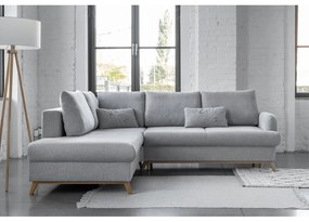 Divano angolare grigio chiaro allungabile/con contenitore (con penisola a sinistra/a L) Scandic Lagom – Miuform