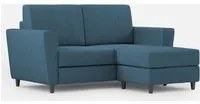 Divano 2 Posti con Pouf 152x155x85 cm Yasel in Tessuto Avio