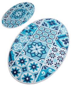 Set di tappetini per il bagno blu 2 pz 60x100 cm Ceramic – Foutastic