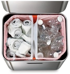 Bidone in acciaio per rifiuti differenziati in argento 60 l Totem Max - Joseph Joseph