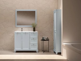 Mobile da bagno sotto lavabo VISOBATH Unike blu laccato opaco L 102.7 x H 85 x P 46 cm 3 cassetti 2 ante, lavabo posizionabile a sinistra non incluso