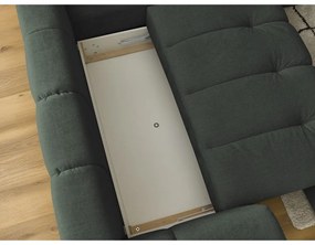 Divano angolare verde allungabile e con contenitore (penisola a destra/a L) con rivestimento in ciniglia Fuji – Bobochic Paris