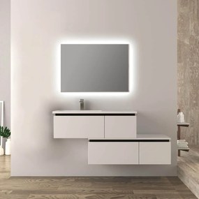 Mobile bagno sfalsato 140 cm sospeso bianco lucido Mod. Slide