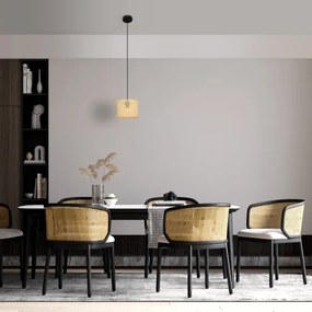 Lampadario a sospensione con filo ALBA 1xE27/15W/230V diametro 20 cm rattan/nero