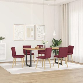 Sedie Da Pranzo 6 Pz Rosso Vino İn Tessuto /
