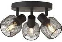 Plafoniera Industrial-Nordico Meshy Acciaio Nero 3 Luci E14